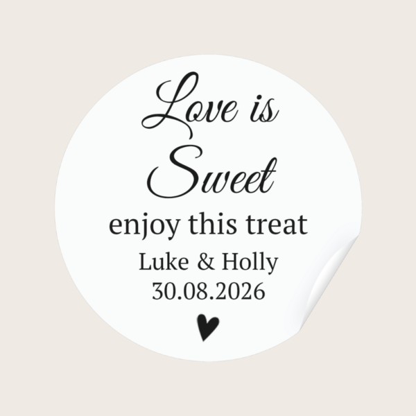 Love is Sweet, Enjoy this Treat Wedding Stickers