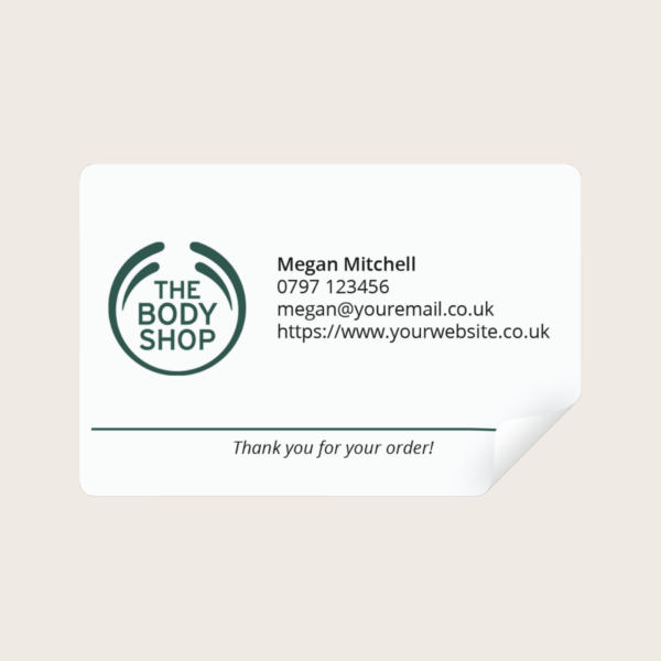 Personalised BodyShop Representatives Labels