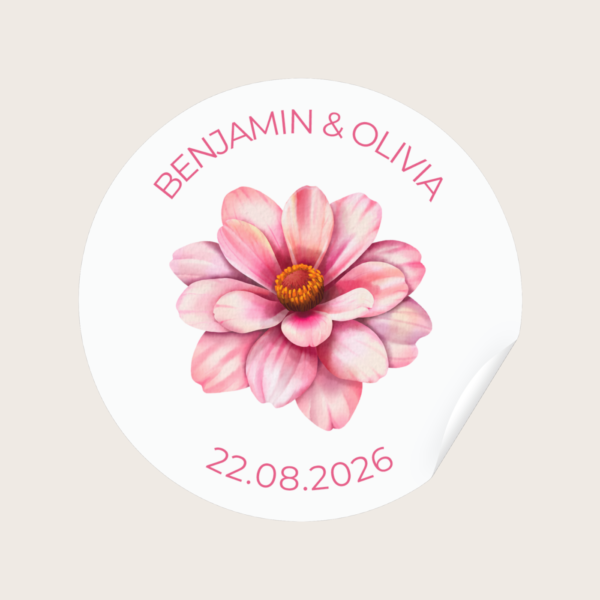 Pink Dahlias Wedding Stickers